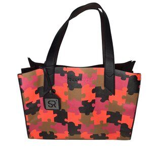 Sondra Roberts Squared Large Colorful Faux Leather Shoulder Bag Tote